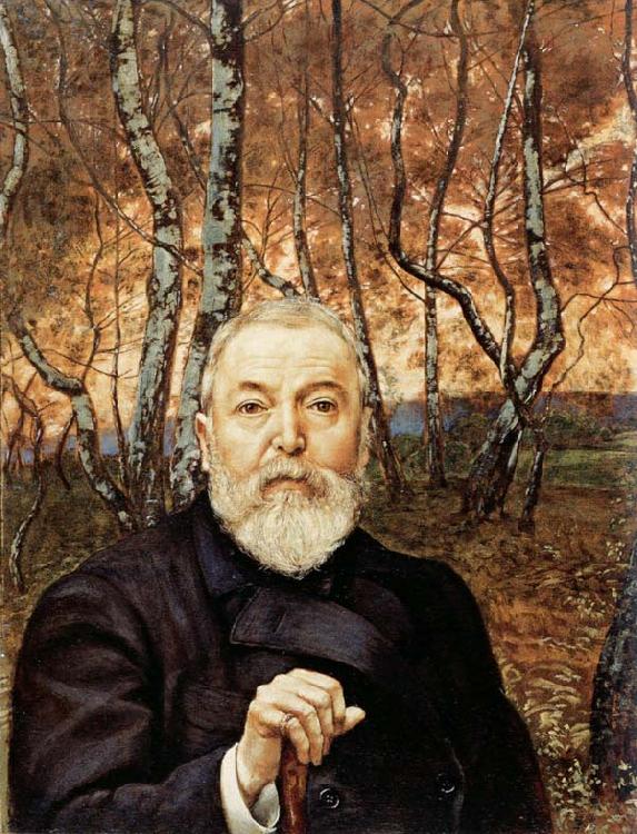 Hans Thoma Self-Portrait before a Birch Wood Germany oil painting art